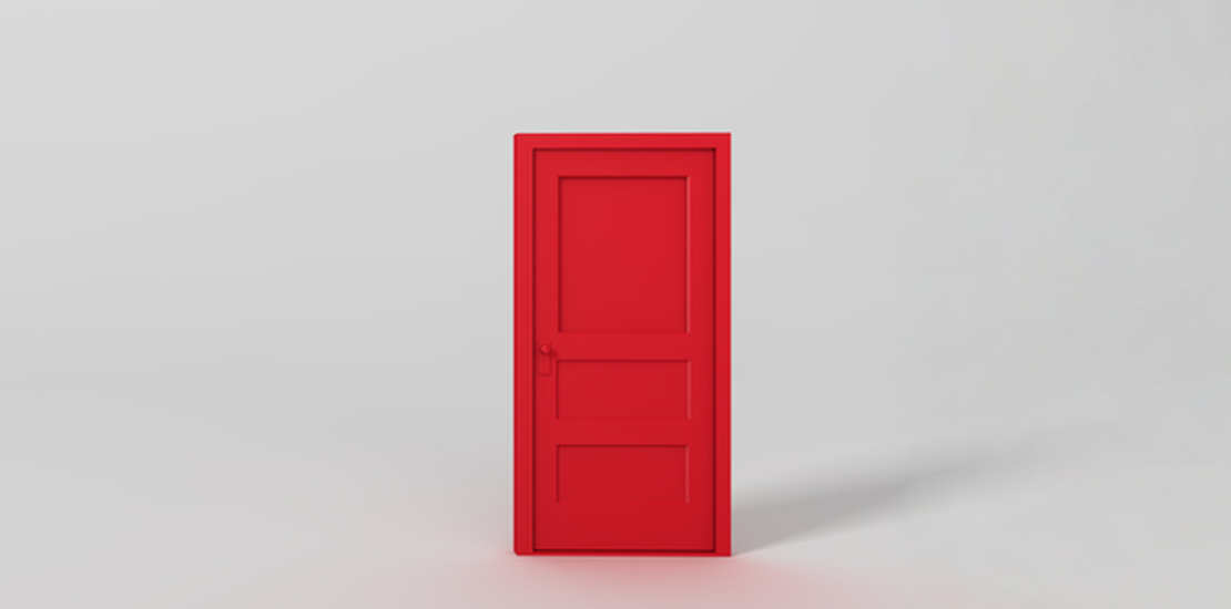 Closed red door illustrating the convictions that delay a company's strategic response, Clarion Consulting