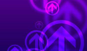 Upward arrows on purple representing Clarion Consulting's Strategy Diagnostic of direction, alignment, and communication