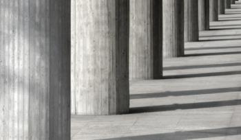 Concrete columns as the strategic foundation of purpose, values, and vision, Clarion Consulting