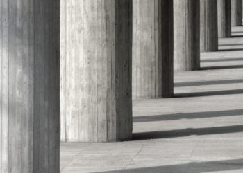 Concrete columns as the strategic foundation of purpose, values, and vision, Clarion Consulting